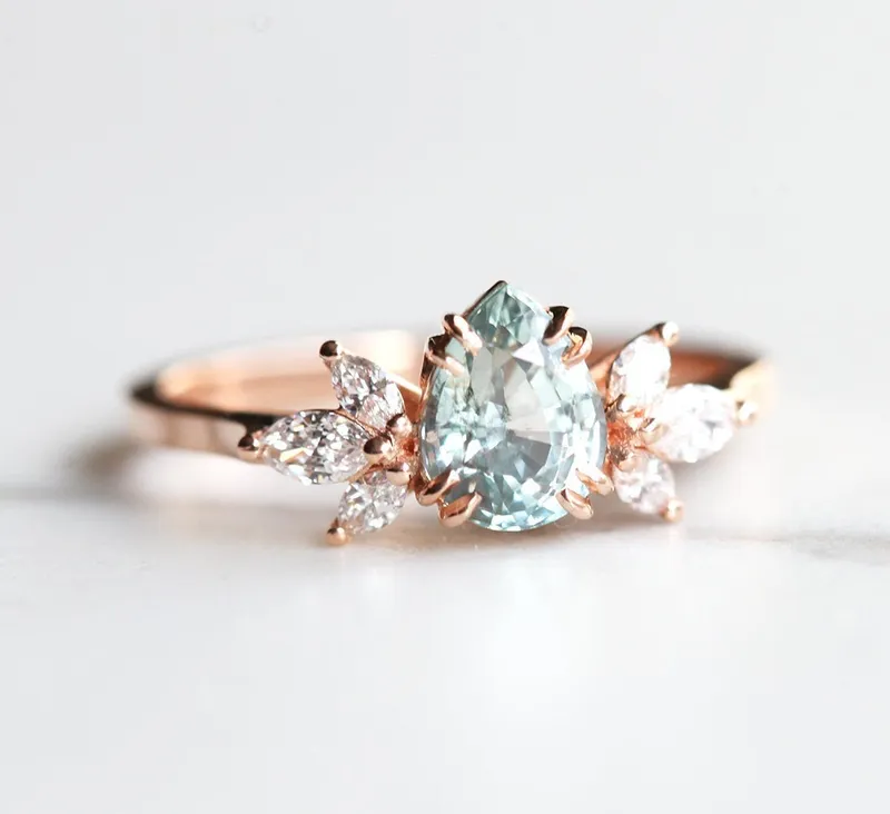 Leandra Pear Sapphire Diamond Ring vy 5