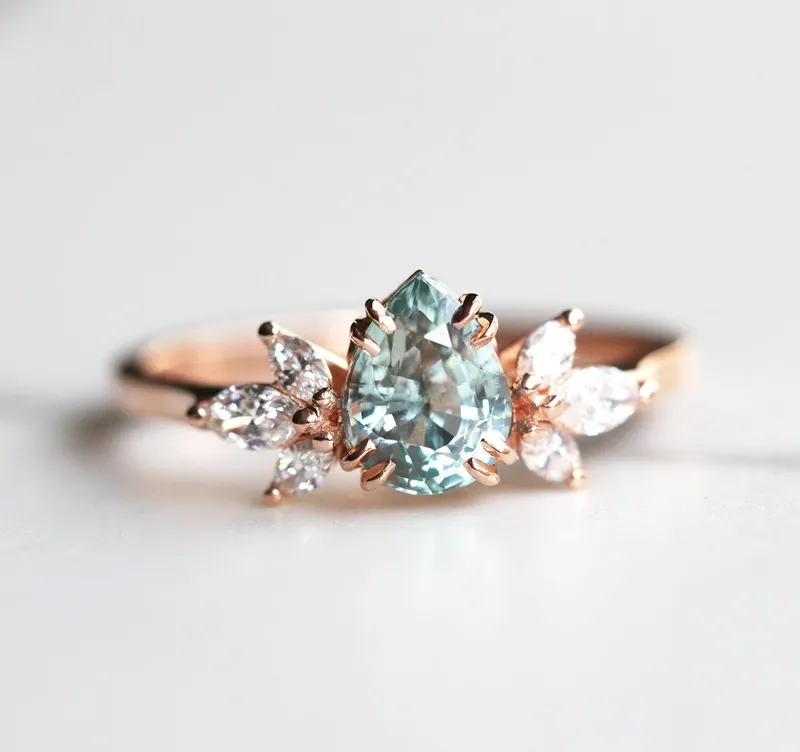 Leandra Pear Sapphire Diamond Ring vy 6