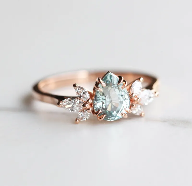 Leandra Pear Sapphire Diamond Ring vy 7