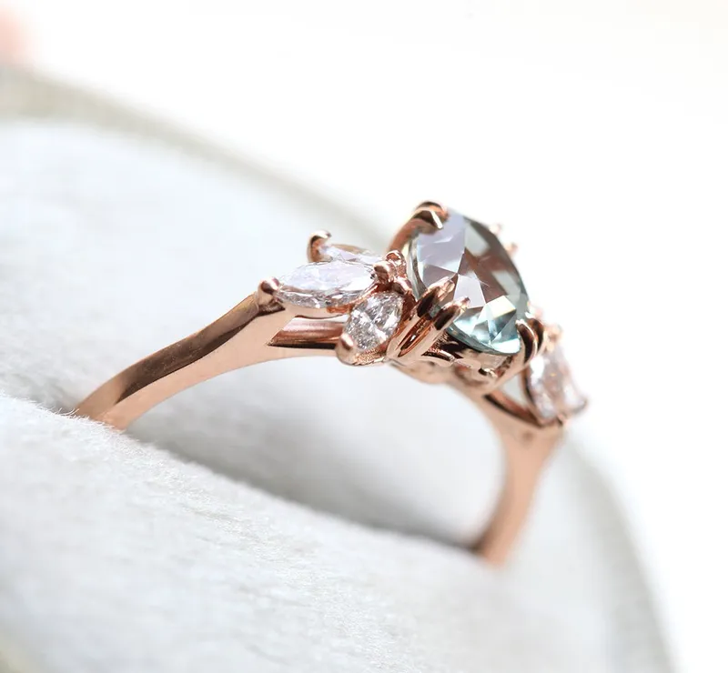 Leandra Pear Sapphire Diamond Ring vy 9