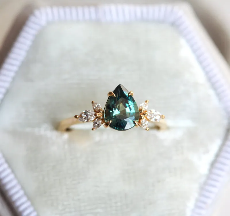 Leandra Sapphire Diamond Ring sapphire pear cut engagement ring