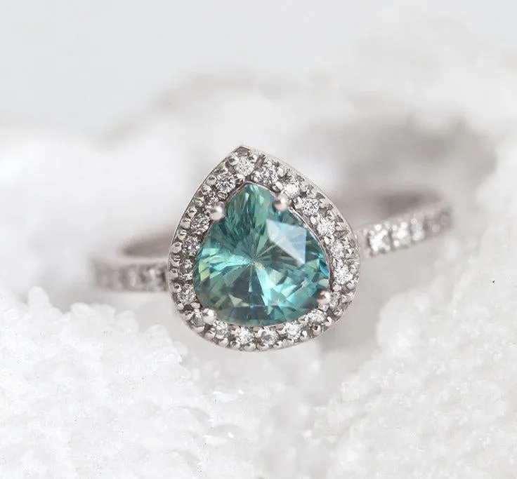 LEEN TEAL GREEN SAPPHIRE DIAMOND RING view 12