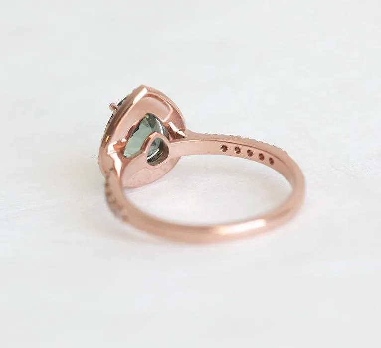 LEEN TEAL GREEN SAPPHIRE DIAMOND RING view 8