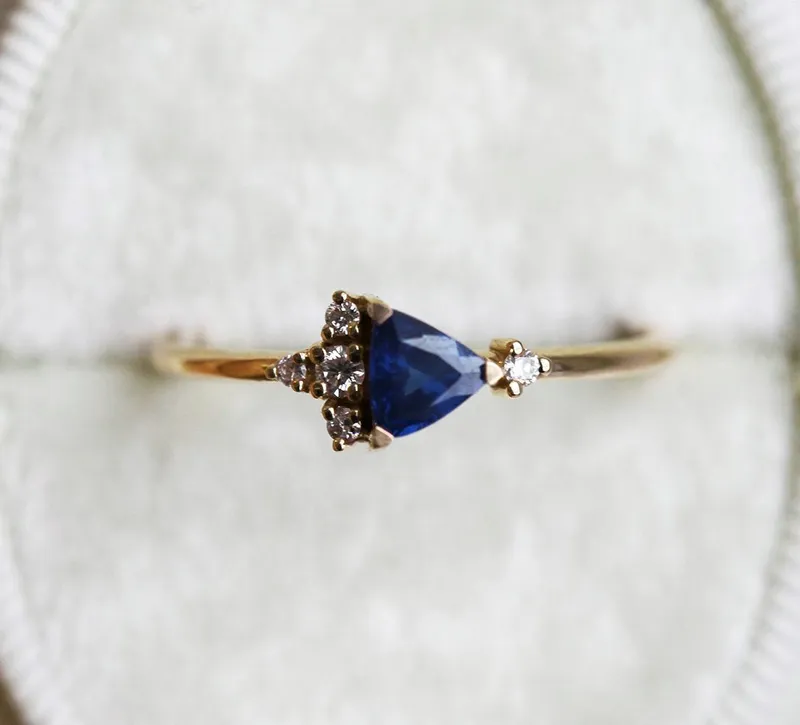Lena Blue Sapphire Diamond Ring view 10