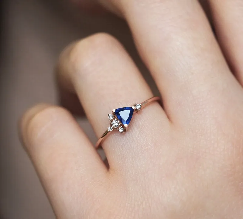 Lena Blue Sapphire Diamond Ring view 2