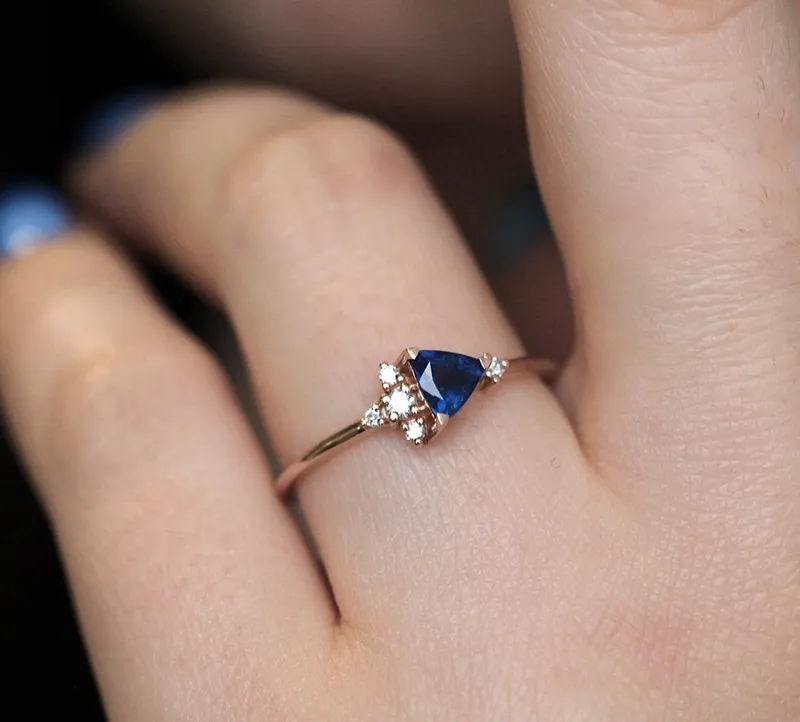 Lena Blue Sapphire Diamond Ring view 3