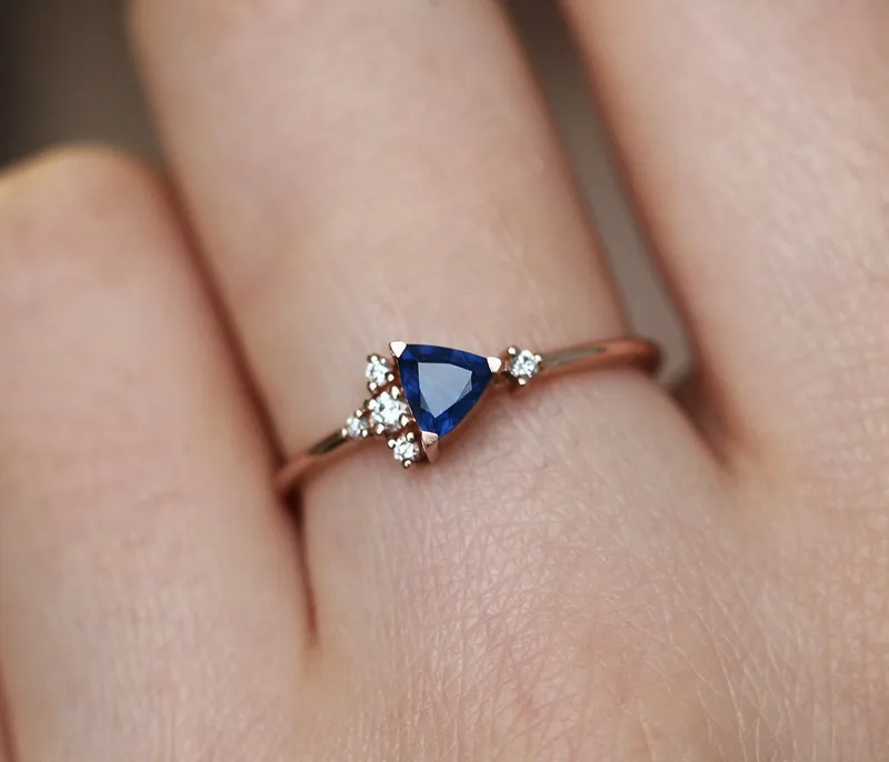 Lena Blue Sapphire Diamond Ring view 4