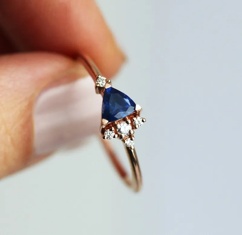 Lena Blue Sapphire Diamond Ring view 5