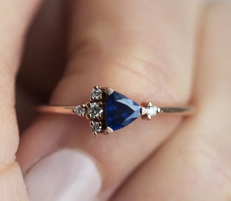 Lena Blue Sapphire Diamond Ring view 6