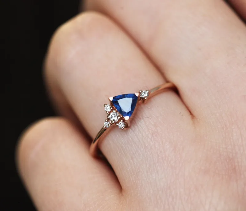 Lena Blue Sapphire Diamond Ring view 7