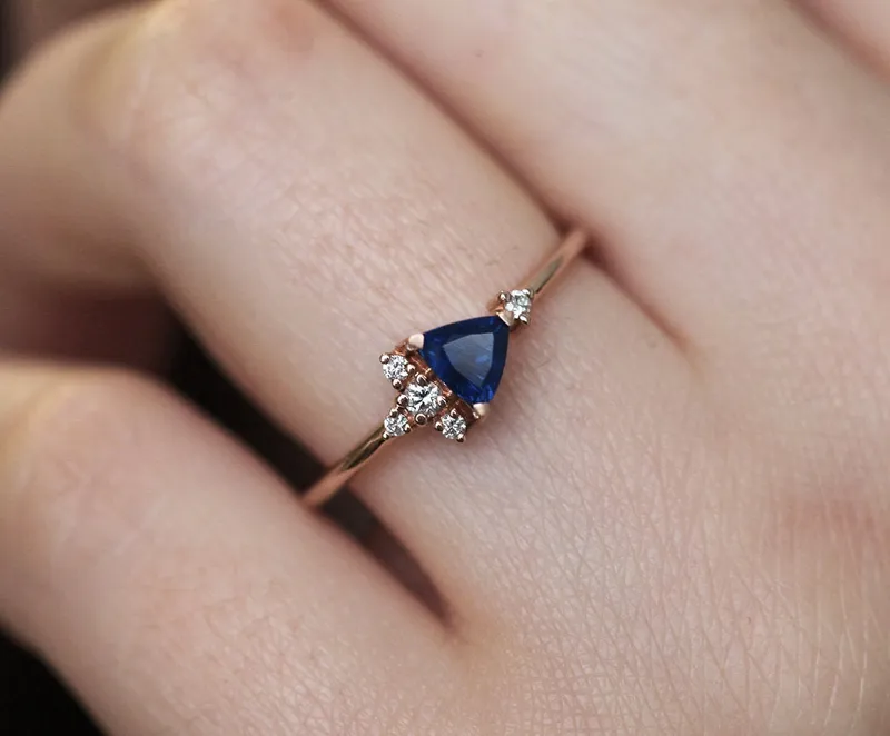 Lena Blue Sapphire Diamond Ring view 8