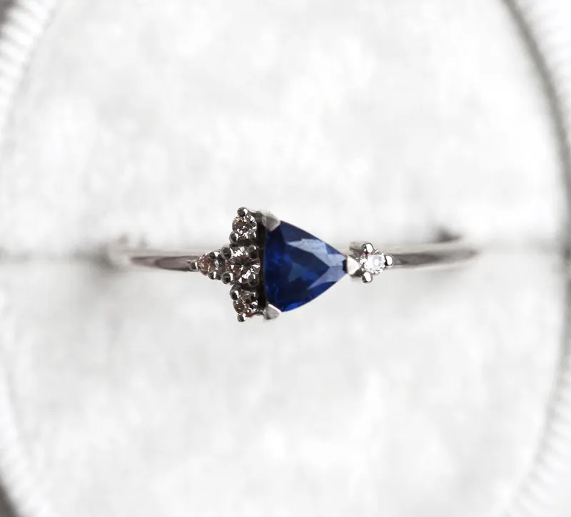 Lena Blue Sapphire Diamond Ring view 9