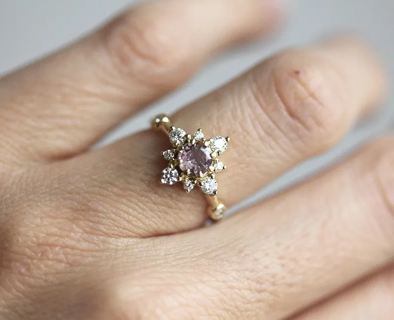 LESLIE PEACH SAPPHIRE DIAMOND RING view 2
