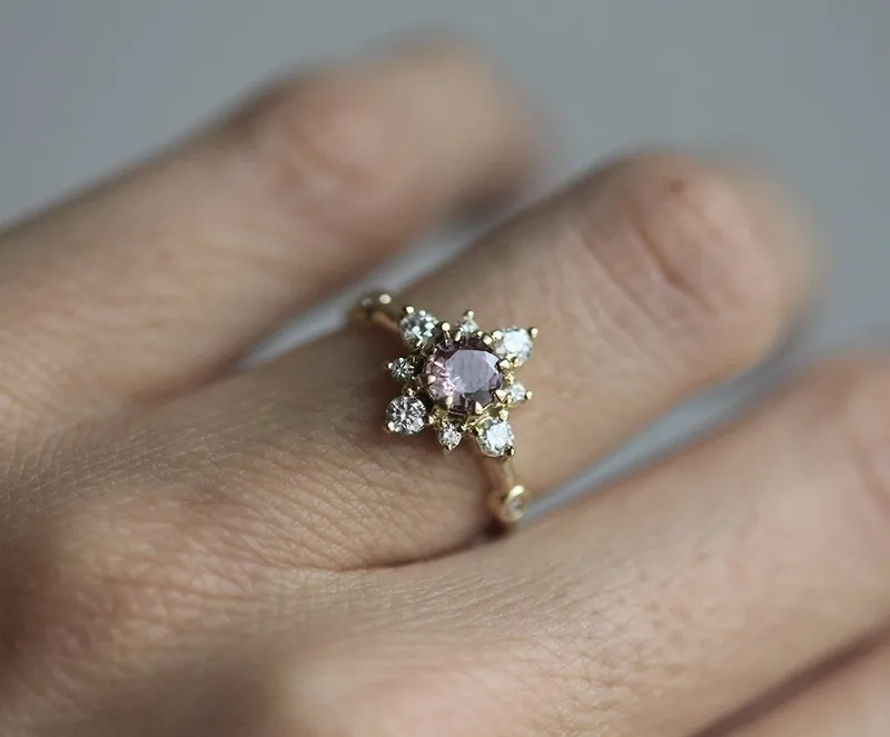 LESLIE PEACH SAPPHIRE DIAMOND RING view 4