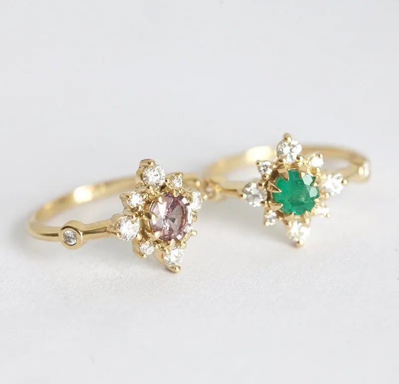 LESLIE PEACH SAPPHIRE DIAMOND RING view 5