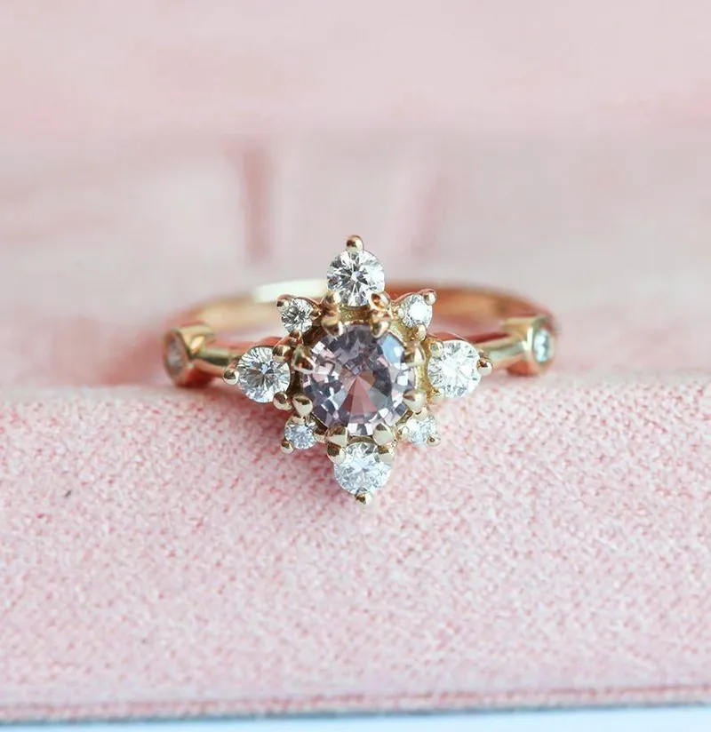 LESLIE PEACH SAPPHIRE DIAMOND RING view 6