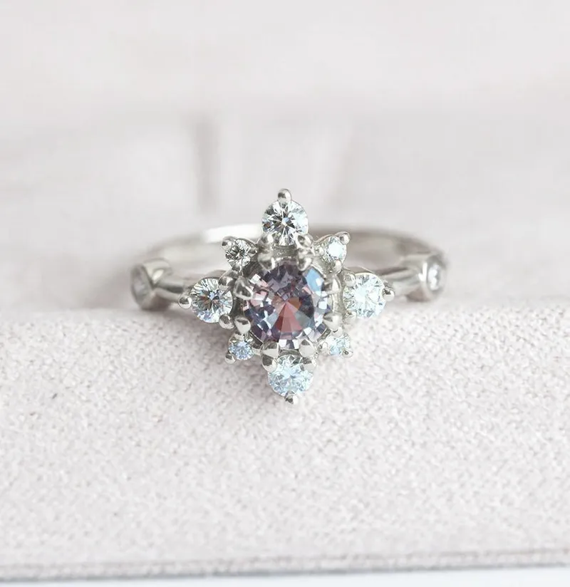 LESLIE PEACH SAPPHIRE DIAMOND RING view 7