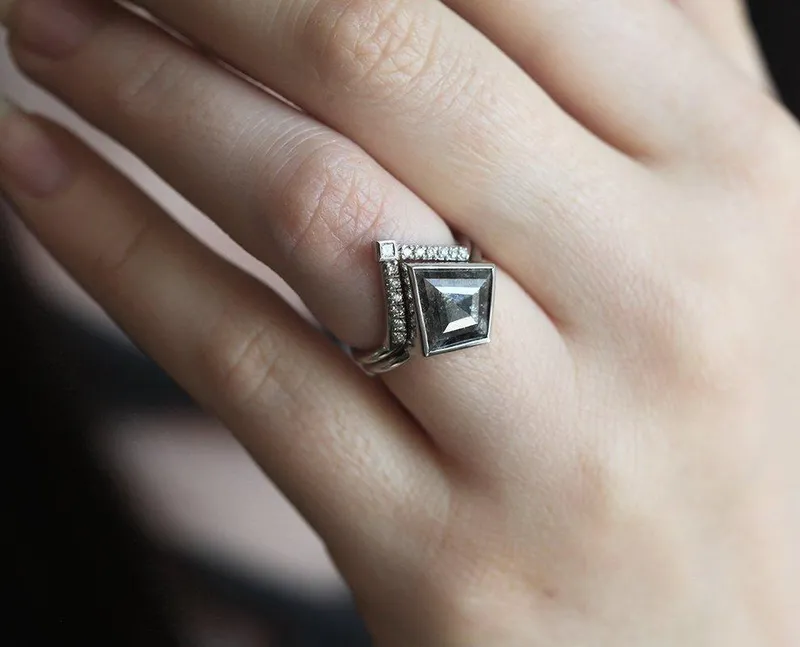 Lexi Kite Salt & Pepper Diamond Ring Set view 3