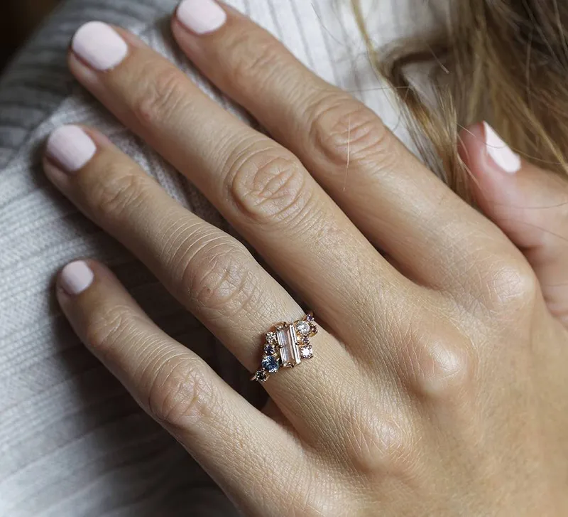 Lila Morganite Cluster Ring Set view 6