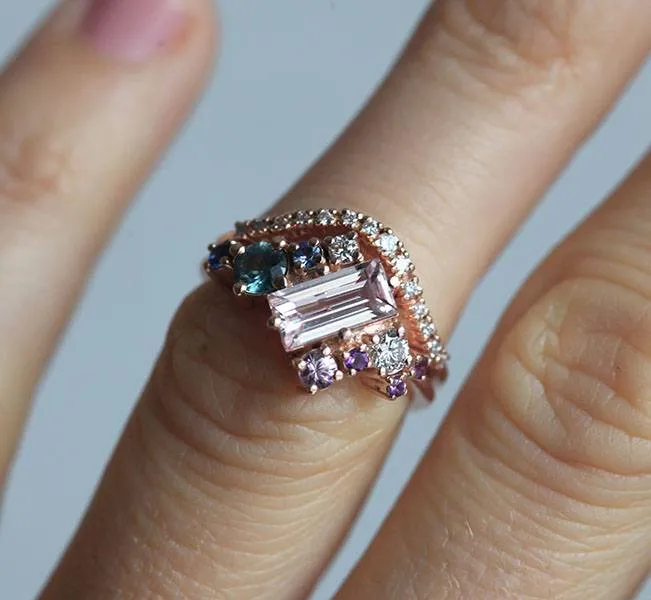Lila Watermelon Tourmaline Cluster Ring view 10