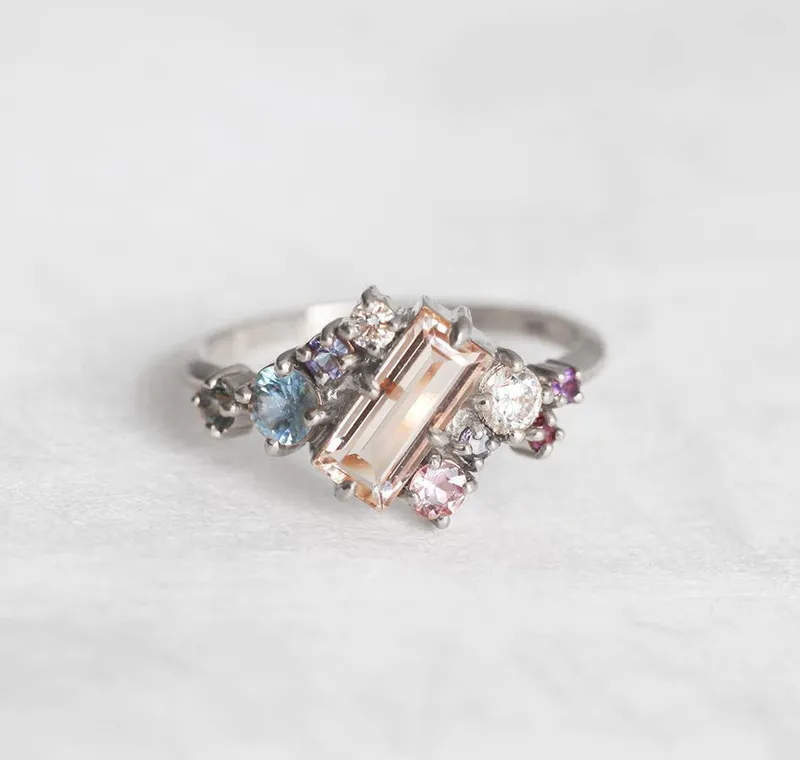 Lila Watermelon Tourmaline Cluster Ring view 12