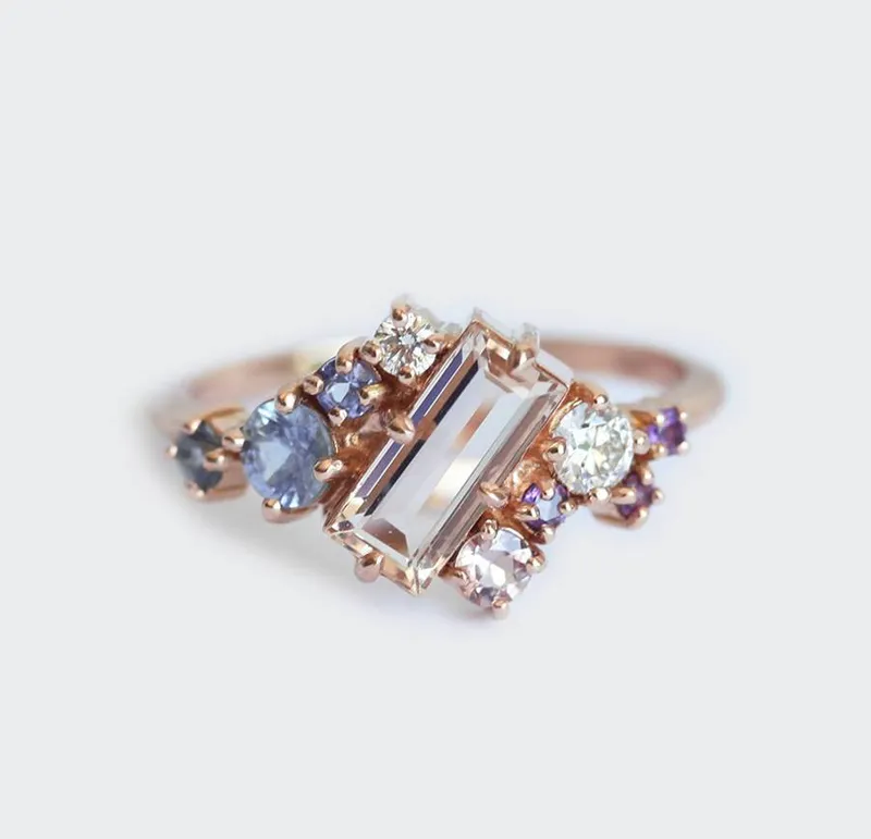 Lila Watermelon Tourmaline Cluster Ring view 4
