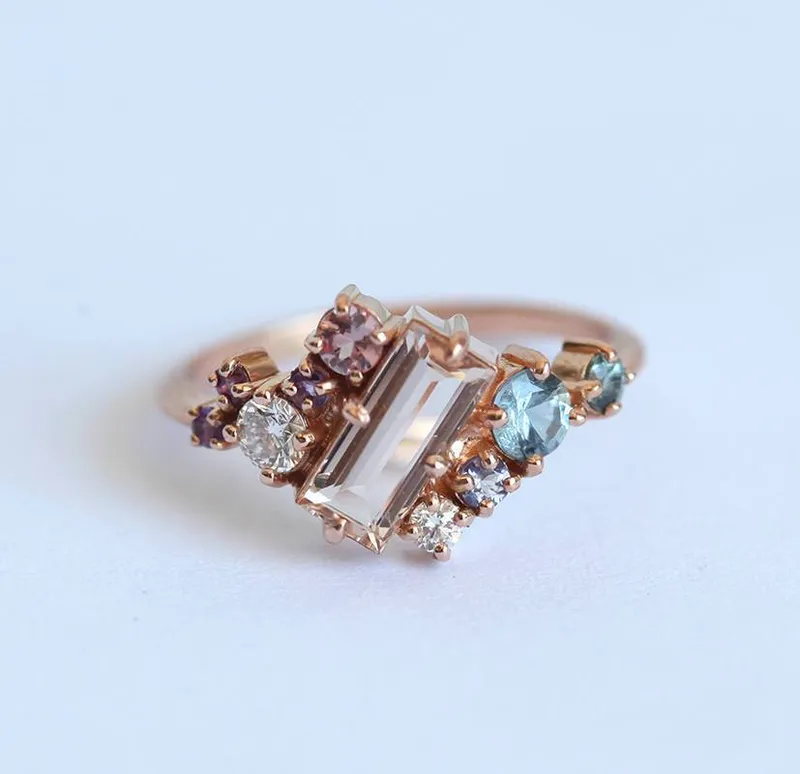 Lila Watermelon Tourmaline Cluster Ring view 7