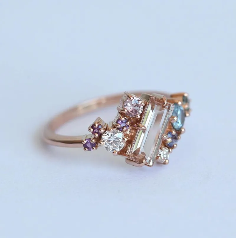 Lila Watermelon Tourmaline Cluster Ring view 8