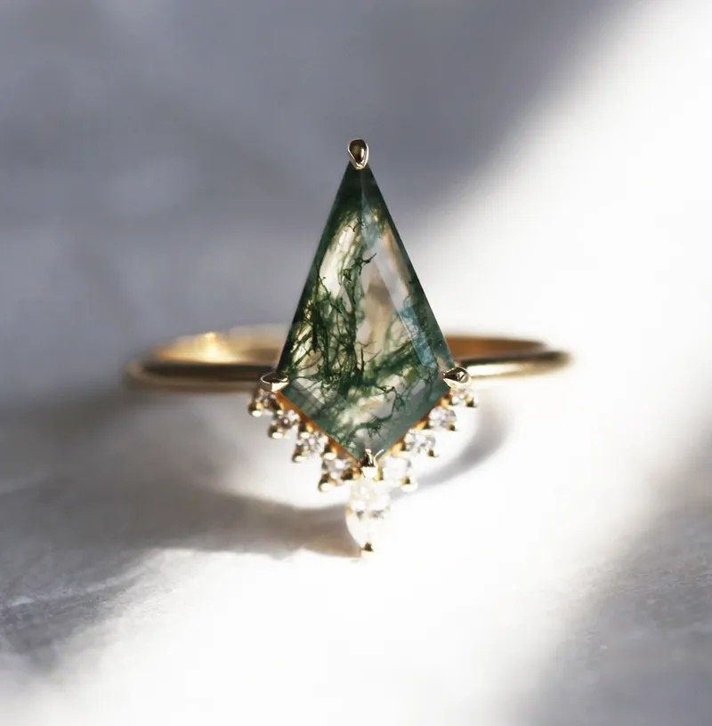 Lily Kite Moss Agate And Diamond Ring vy 3