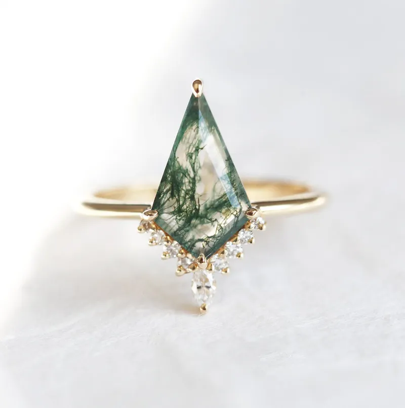 Lily Kite Moss Agate And Diamond Ring vy 5