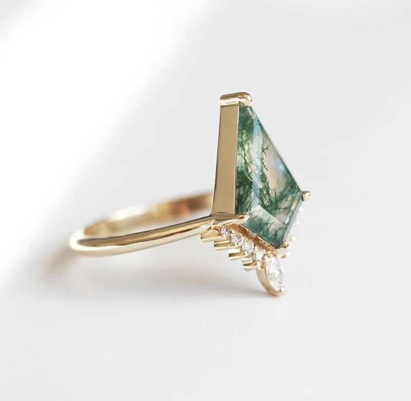 Lily Kite Moss Agate And Diamond Ring vy 6