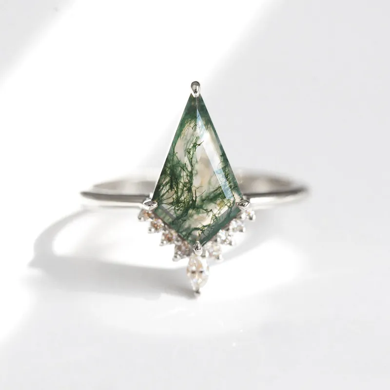 Lily Kite Moss Agate And Diamond Ring vy 9