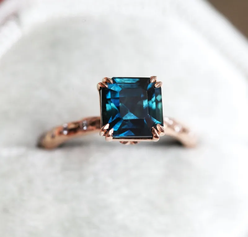Linda Radiant Cut Sapphire Diamond Ring view 4