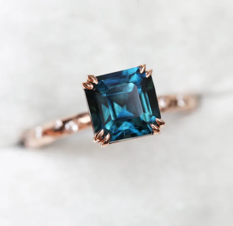 Linda Radiant Cut Sapphire Diamond Ring sapphire engagement ring
