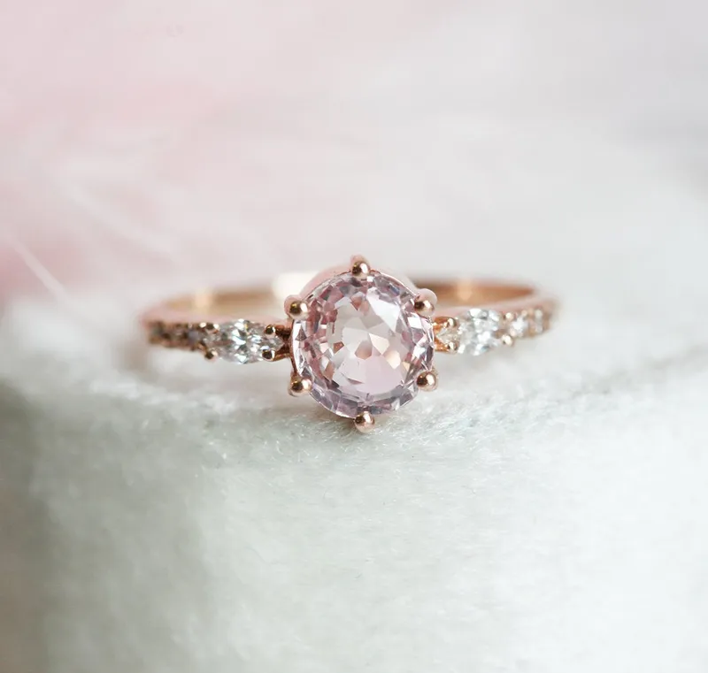 Lola Peach Sapphire Diamond Ring view 11