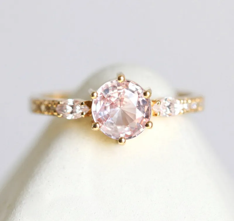 Lola Peach Sapphire Diamond Ring view 12