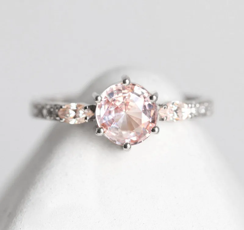 Lola Peach Sapphire Diamond Ring view 13