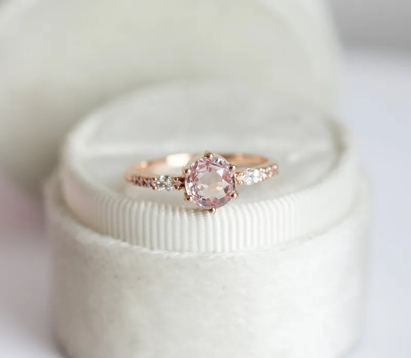 Lola Peach Sapphire Diamond Ring view 3