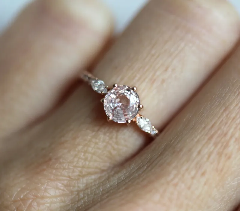 Lola Peach Sapphire Diamond Ring view 4