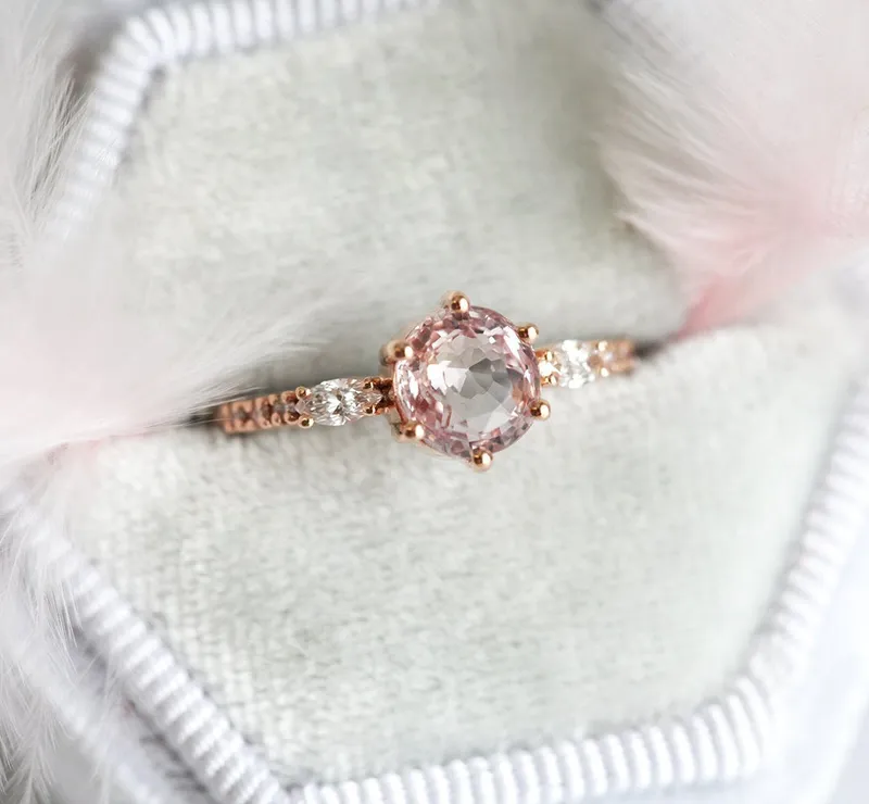 Lola Peach Sapphire Diamond Ring view 6