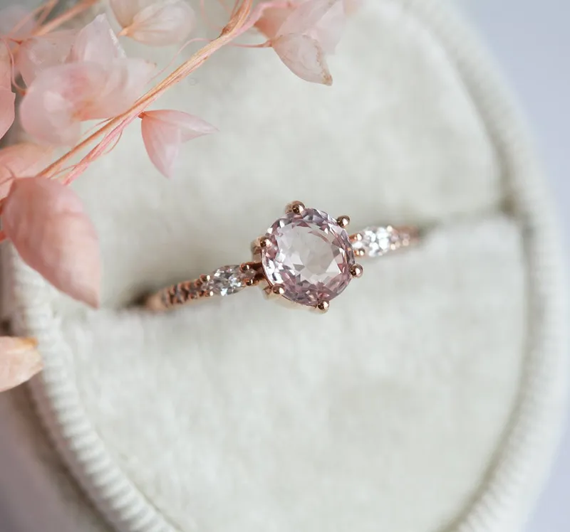 Lola Peach Sapphire Diamond Ring view 8