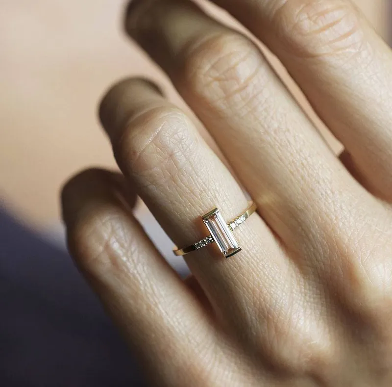 Loretta Baguette Morganite Ring view 2