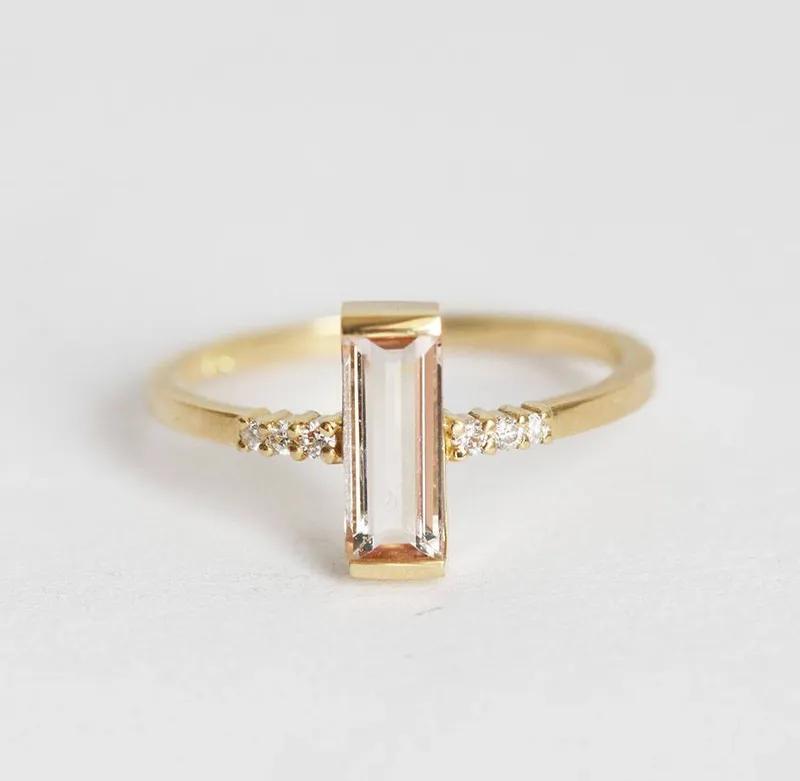 Loretta Baguette Morganite Ring view 3