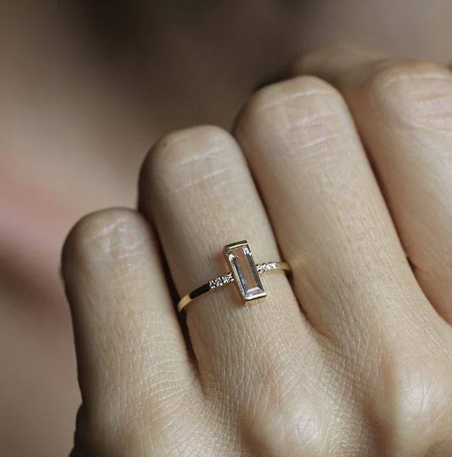 Loretta Baguette Morganite Ring view 4