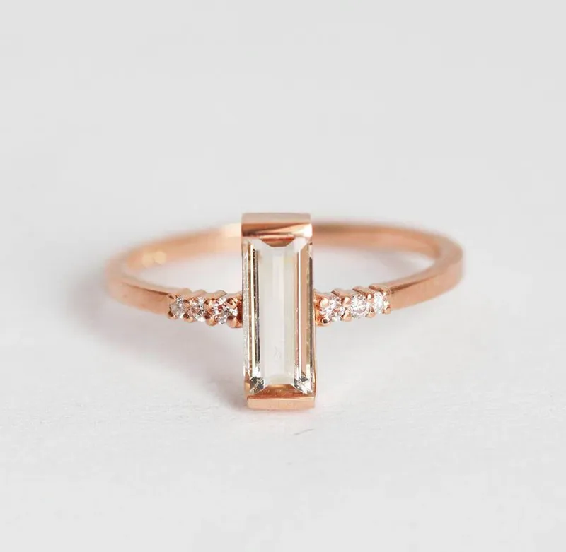 Loretta Baguette Morganite Ring view 5