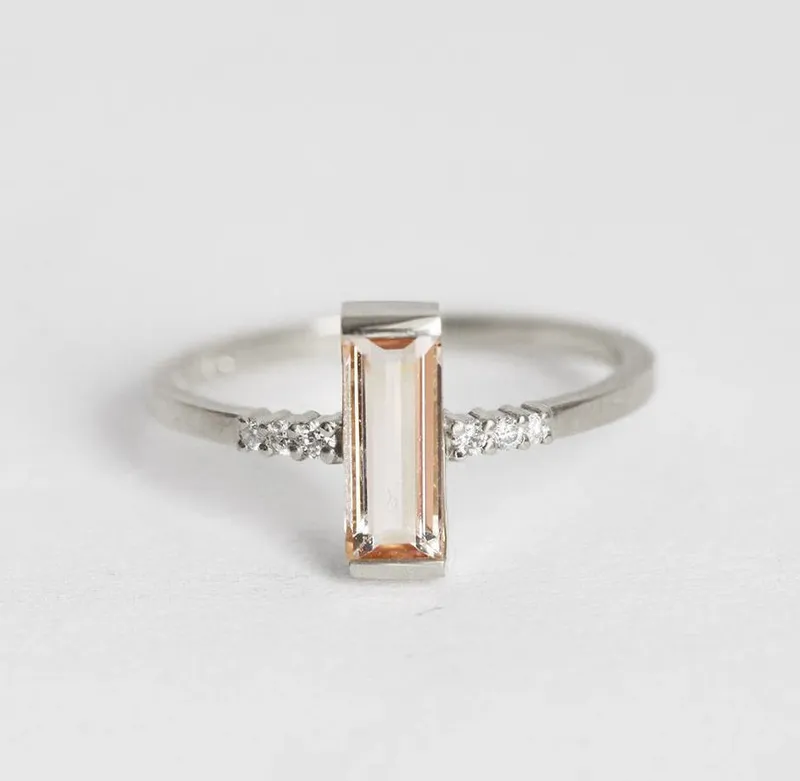 Loretta Baguette Morganite Ring view 6