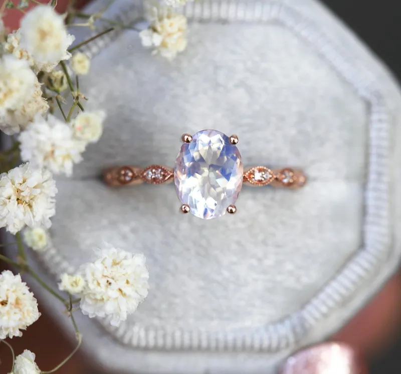 LORNA VINTAGE OVAL MOONSTONE RING oval cut engagement ring