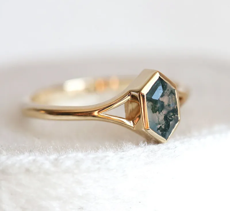 Lucia Salt & Pepper Diamond Hexagon Ring vy 10