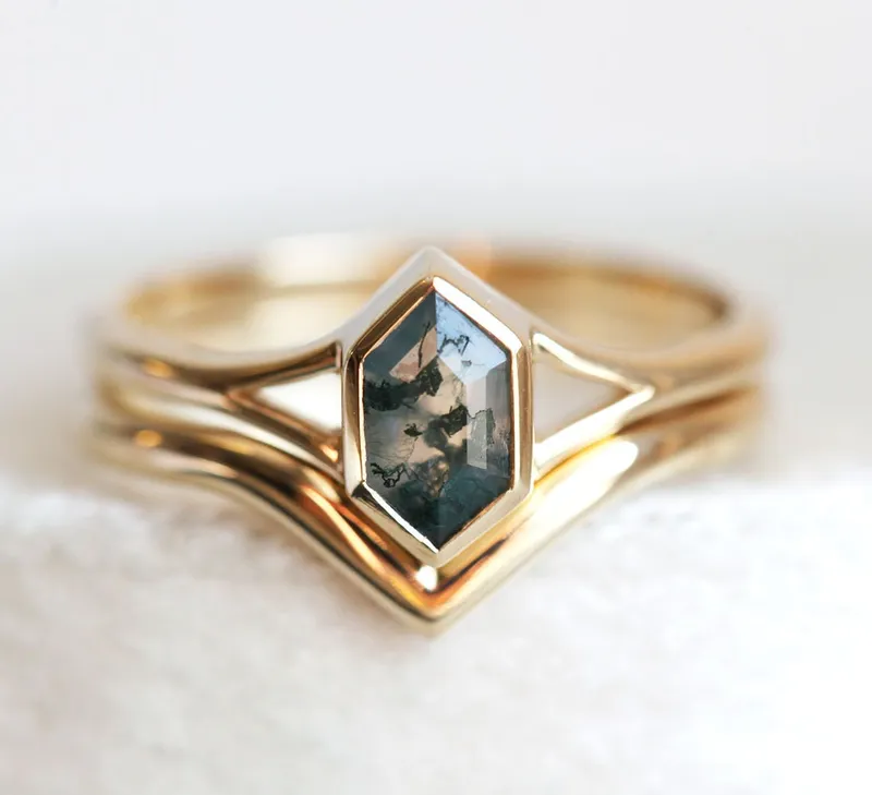 Lucia Salt & Pepper Diamond Hexagon Ring vy 3
