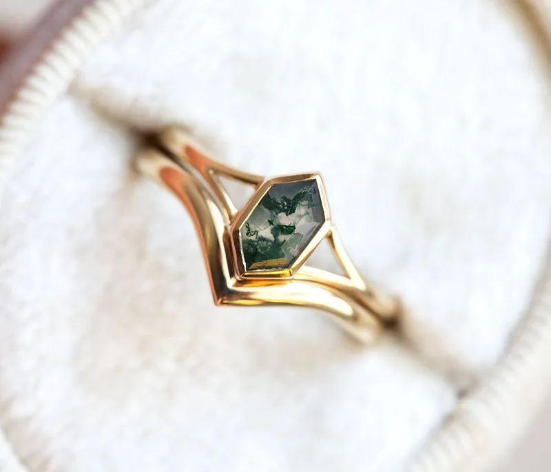 Lucia Salt & Pepper Diamond Hexagon Ring vy 4